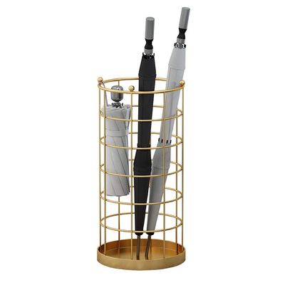 Umbrella Racks Golden Wrought Iron Umbrella Stand, Fashion and Creative Home Hotel Lobby Umbrella Storage Rack, with Hook, Stable and Durable, 25x50cm