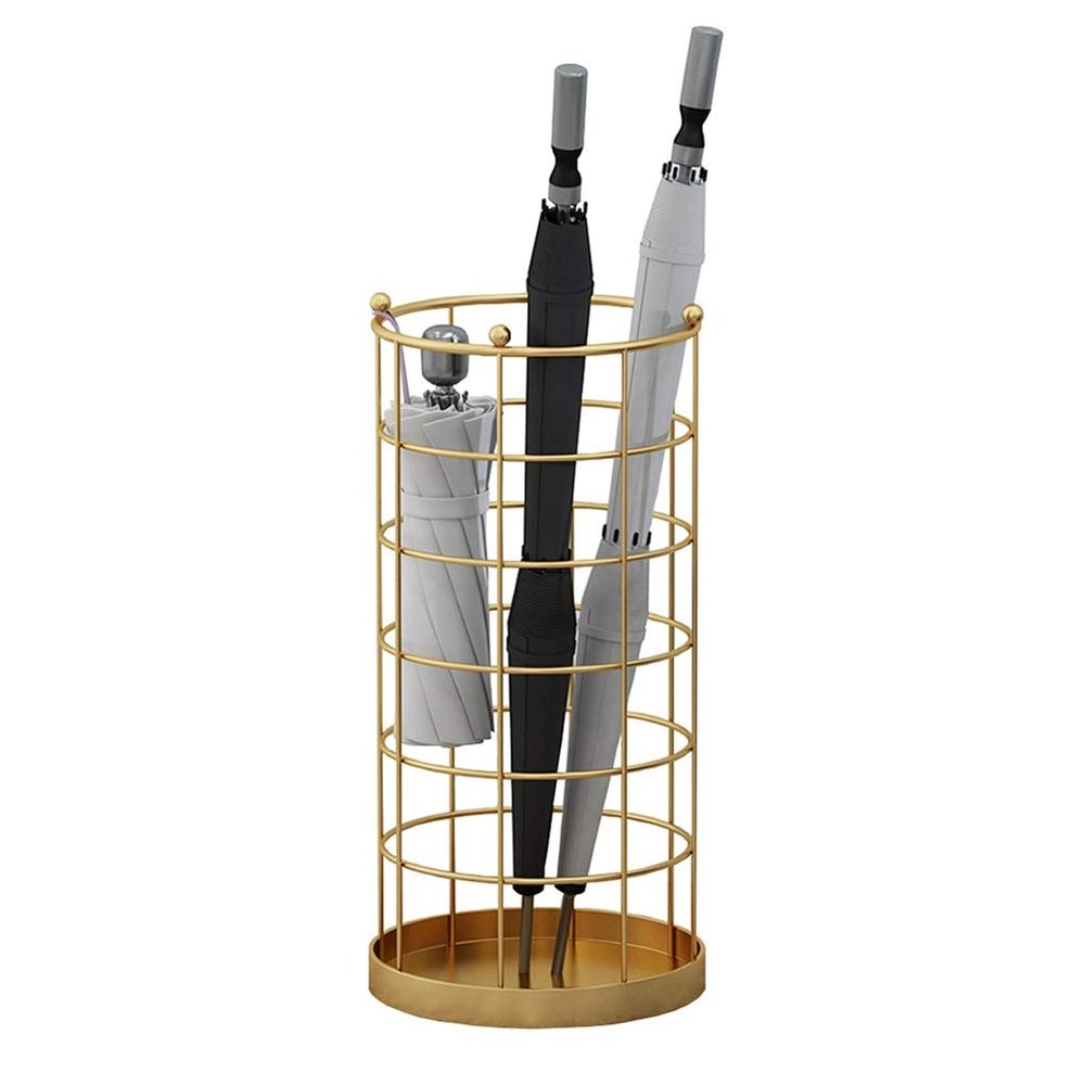 Umbrella Racks Golden Wrought Iron Umbrella Stand, Fashion and Creative Home Hotel Lobby Umbrella Storage Rack, with Hook, Stable and Durable, 25x50cm