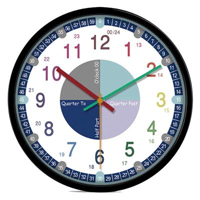 12 inch wall clock for children, mute wall clock for children learning, children's room, home living room, bedroom, classroom, kindergarten wall clock