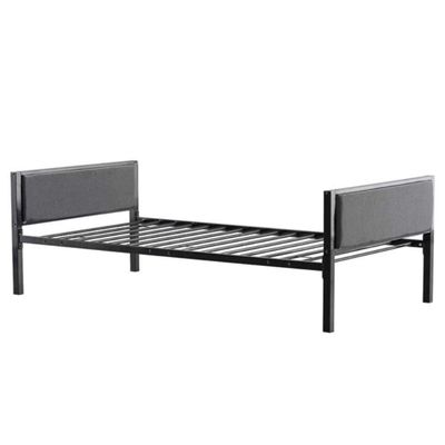 Bed Frame Twin Modern Style Made from Dark Gray Soft Cover and Iron Metal Black Color for Adult Couple Person Household Home to size78.35 x 41.54 x 25.98 inch