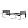 Bed Frame Twin Modern Style Made from Dark Gray Soft Cover and Iron Metal Black Color for Adult Couple Person Household Home to size78.35 x 41.54 x 25.98 inch view 3