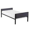 Bed Frame Twin Modern Style Made from Dark Gray Soft Cover and Iron Metal Black Color for Adult Couple Person Household Home to size78.35 x 41.54 x 25.98 inch view 4