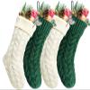 18" Green and Ivory Knit Christmas Stockings,4 Pack view 1