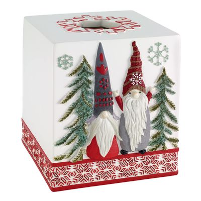 Avanti Linens - Tissue Box Cover, Resin Bathroom Essentials, Ideal Christmas Decorations (Christmas Gnomes Collection)