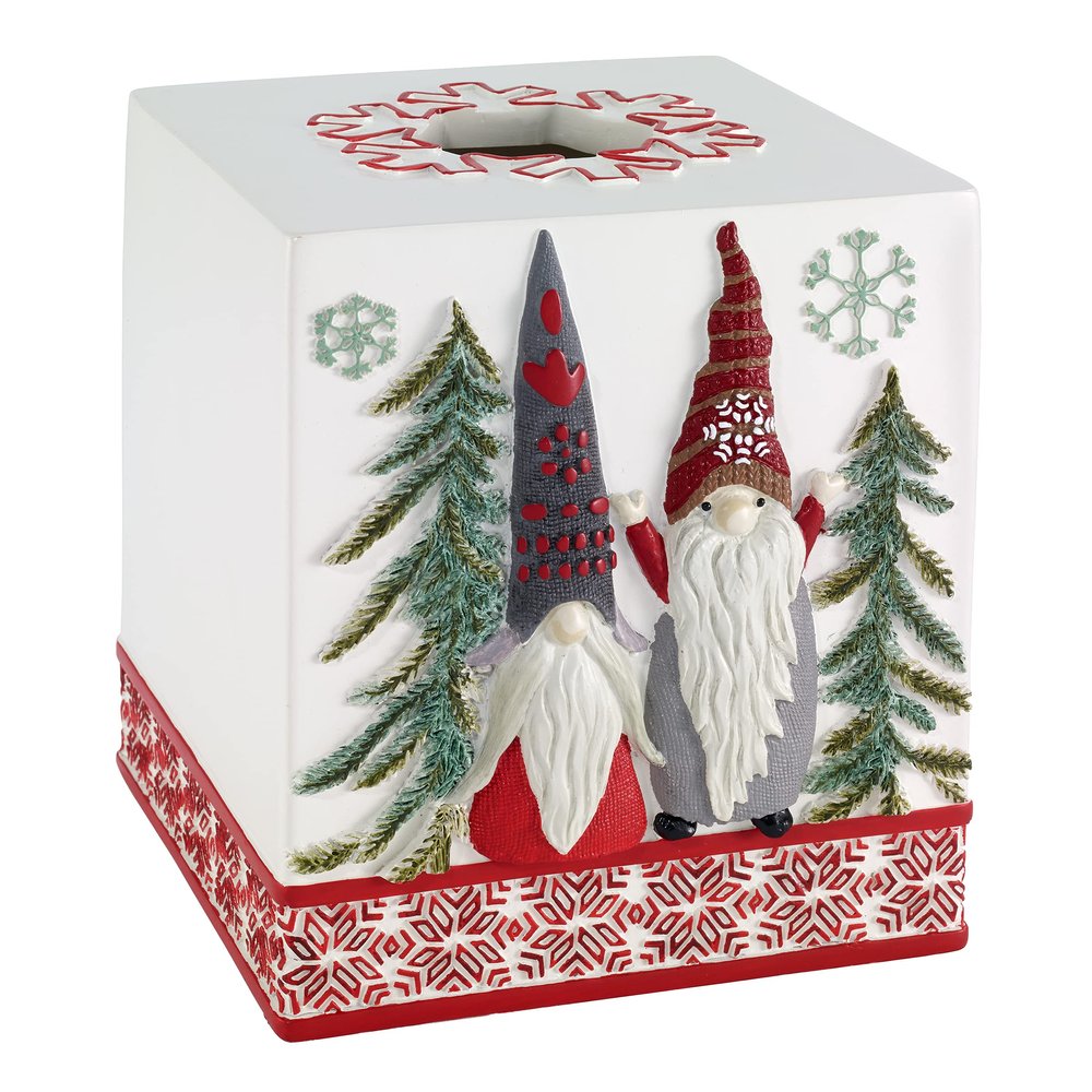 Avanti Linens - Tissue Box Cover, Resin Bathroom Essentials, Ideal Christmas Decorations (Christmas Gnomes Collection)