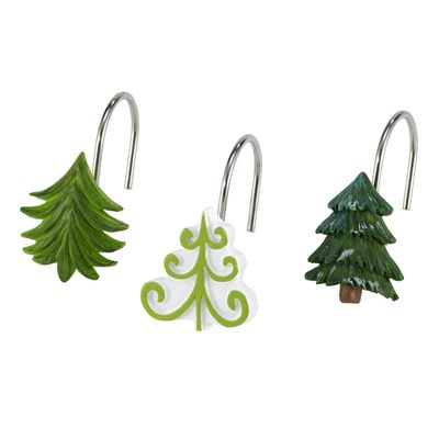 Avanti Linens - Shower Curtain Hooks, Holiday Bathroom Accessories, Set of 12 (Christmas Trees Collection)