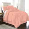 100% Egyptian Cotton 7-Piece Pinch Pleat Pintuck Bedding Comforter Set, 800 Thread Count (Queen, Peach) view 2