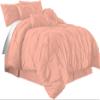 100% Egyptian Cotton 7-Piece Pinch Pleat Pintuck Bedding Comforter Set, 800 Thread Count (Queen, Peach) view 3