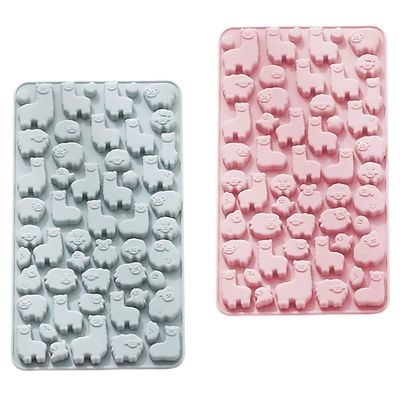2pcs Silicone Chocolate Molds Cute Alpaca Shape DIY Ice Cube Trays Cake Fondant Jelly Candy Mold Random Color
