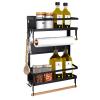 Jolitac Magnetic Fridge Spice Rack- Space Saving Organizer Black Shelf on Refrigerator, Kitchen Paper Towel Holder, Foldable Design (Black-Large) view 1