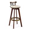 ACXZ Swivel Wooden Bar Stool with Backrest, Vintage Rustic Kitchen Island Height Chair with Footrest, Fabric Seat Finish, for Bistro/Cafe/Pub (Seat Height 29inch) view 1