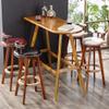 ACXZ Swivel Wooden Bar Stool with Backrest, Vintage Rustic Kitchen Island Height Chair with Footrest, Fabric Seat Finish, for Bistro/Cafe/Pub (Seat Height 29inch) view 2
