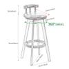 ACXZ Swivel Wooden Bar Stool with Backrest, Vintage Rustic Kitchen Island Height Chair with Footrest, Fabric Seat Finish, for Bistro/Cafe/Pub (Seat Height 29inch) view 4
