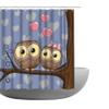 Amagical Two Cute Owls Sitting On A Brunch Purple Background 4 Piece Bathroom Mat Set Shower Curtain Set Bath Mat Contour Mat Toilet Cover Shower Curtain with 12 Hooks view 2