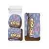 Amagical Two Cute Owls Sitting On A Brunch Purple Background 4 Piece Bathroom Mat Set Shower Curtain Set Bath Mat Contour Mat Toilet Cover Shower Curtain with 12 Hooks view 3