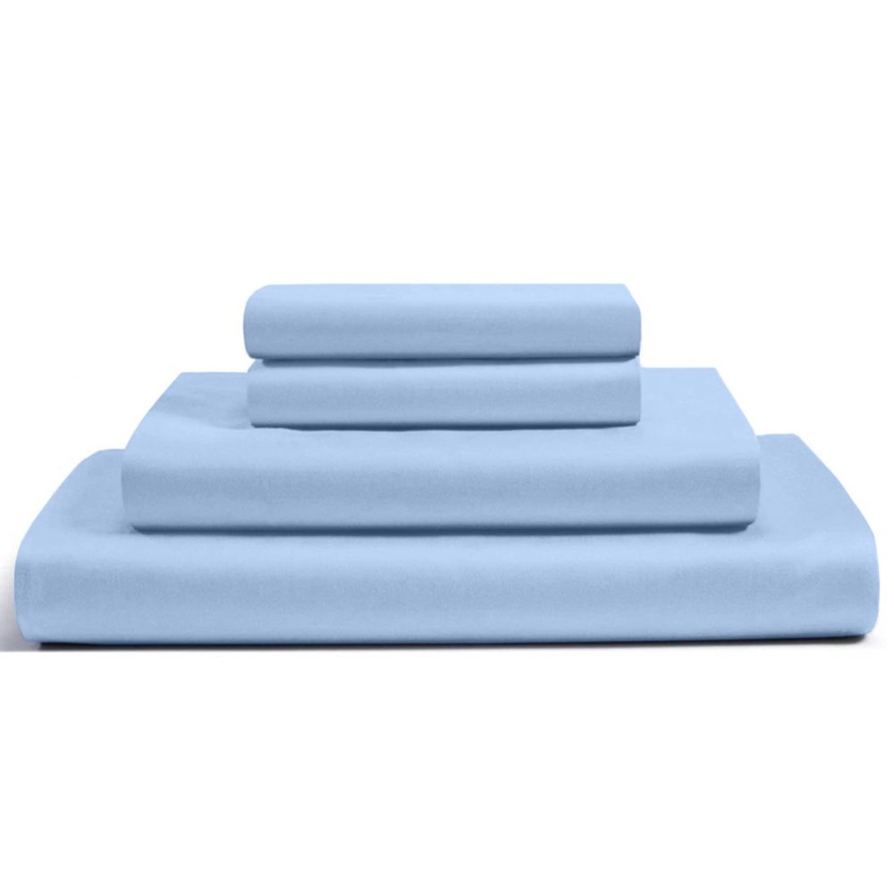 Femini Fashion RV King Size Giza Egyptian Sheets Set, 100% Giza Egyptian 1000-Thread Count Cotton, 4-PC [Flat Sheet, Fitted Sheet, Pillowcases] 15 inch Deep Pockets - Light Blue