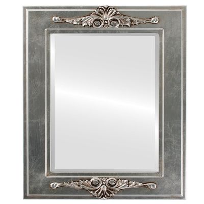 OVALCREST Rectangle Beveled Wall Mirror for Home Decor - Ramino Style - Silver Leaf with Brown Antique - 23x29 Outside Dimensions