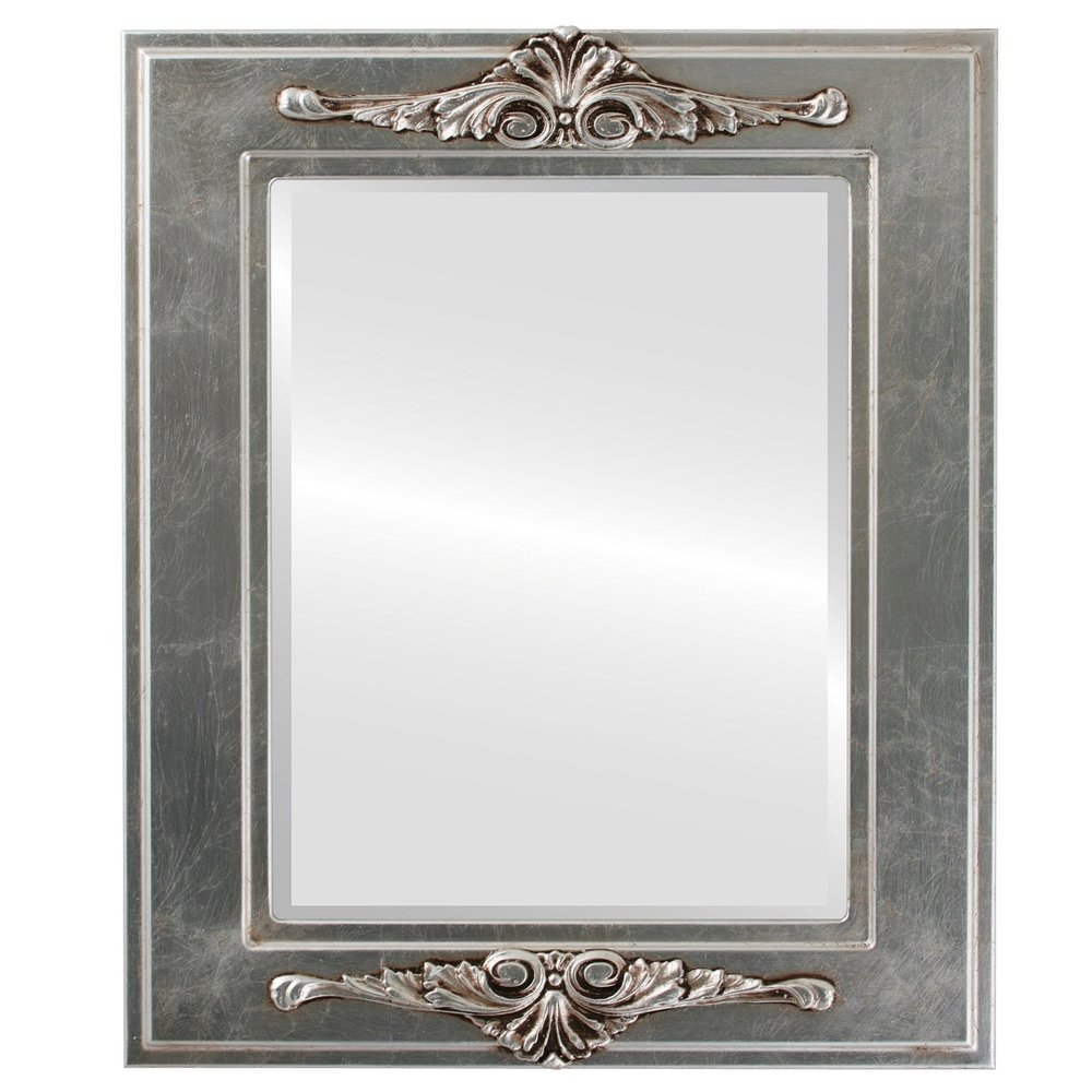 OVALCREST Rectangle Beveled Wall Mirror for Home Decor - Ramino Style - Silver Leaf with Brown Antique - 23x29 Outside Dimensions