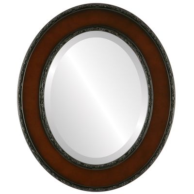 OVALCREST Oval Beveled Wall Mirror for Home Decor - Paris Style - Walnut - 21x25 Outside Dimensions