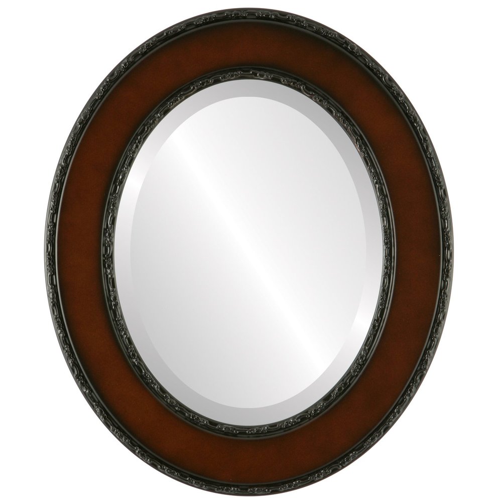 OVALCREST Oval Beveled Wall Mirror for Home Decor - Paris Style - Walnut - 21x25 Outside Dimensions