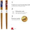 Bamboo Chopsticks Set, Japanese Reusable Wooden Chopsticks with Traditional Pattern Designs, Non Slip Tips Dishwasher Safe Asian Chopsticks for Sushi Ramen Noodles Rice Dining (10, Bunny/Natural) view 4