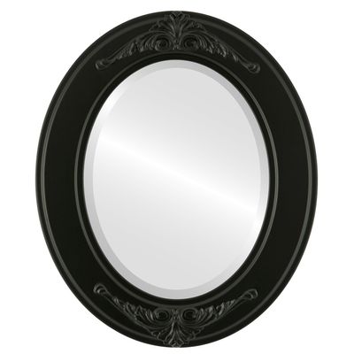 OVALCREST Oval Beveled Wall Mirror for Home Decor - Ramino Style - Matte Black - 25x29 Outside Dimensions