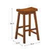 Pemberly Row 29" Solid Wood Saddle Stools for Bar Table, Counter Height Backless Chairs for Small Spaces, Farmhouse Pub Stools for Kitchen, Oak Brown, Set of 2 view 3
