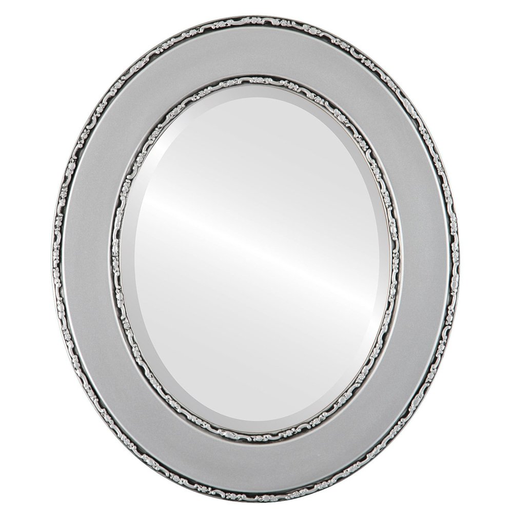 OVALCREST Oval Beveled Wall Mirror for Home Decor - Paris Style - Silver Spray - 35x45 Outside Dimensions