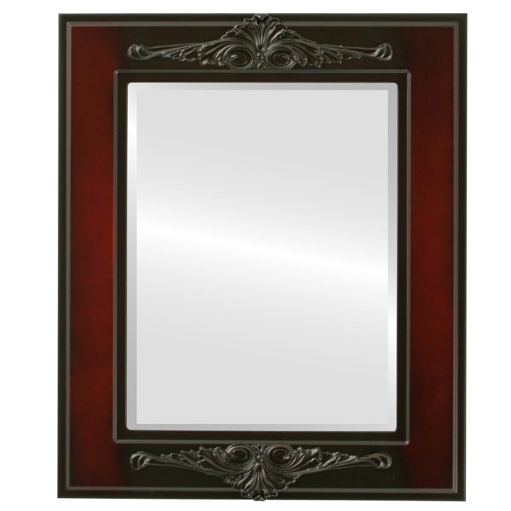 OVALCREST Rectangle Beveled Wall Mirror for Home Decor - Ramino Style - Rosewood - 29x41 Outside Dimensions