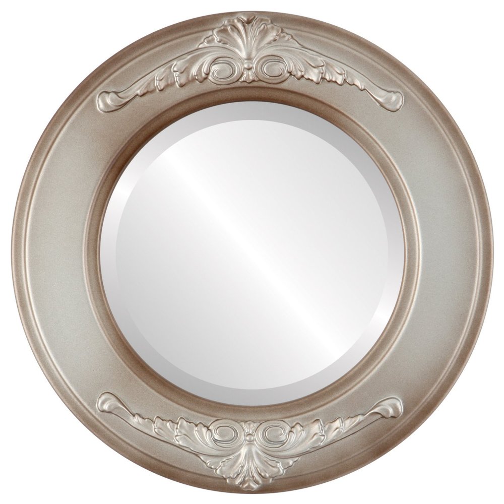 OVALCREST Round Beveled Wall Mirror for Home Decor - Ramino Style - Silver Shade - 19x19 Outside Dimensions