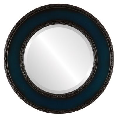 OVALCREST Round Beveled Wall Mirror for Home Decor - Paris Style - Royal Blue - 35x35 Outside Dimensions