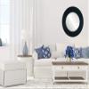 OVALCREST Round Beveled Wall Mirror for Home Decor - Paris Style - Royal Blue - 35x35 Outside Dimensions view 3