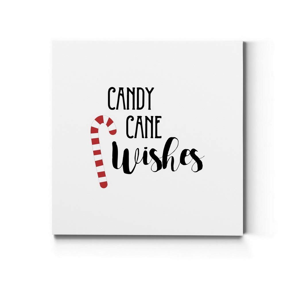 Renditions Gallery Canvas Christmas Wall Art Red White Xmas Candy Cane Wishes Abstract Hanging Artwork for Bedroom Office Home Kitchen Decorations - 10"X10" LT05