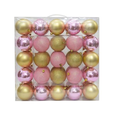 Jeco Gold/Pink Combo 50Pk 3" Shiny Glitter Square Christmas Ornament