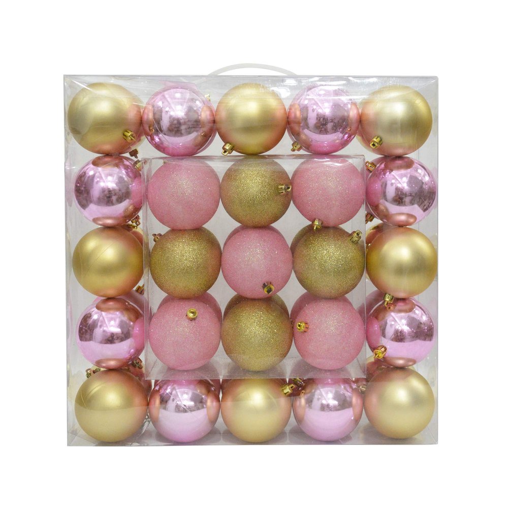 Jeco Gold/Pink Combo 50Pk 3" Shiny Glitter Square Christmas Ornament