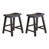 Pemberly Row 18" Solid Wood Saddle Stools for Dining Room, Farmhouse Backless Chair for Small Kitchen Spaces, Black, Set of 2 view 1