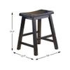 Pemberly Row 18" Solid Wood Saddle Stools for Dining Room, Farmhouse Backless Chair for Small Kitchen Spaces, Black, Set of 2 view 3