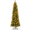 Best Choice Products 7.5ft Pre-Lit Spruce Pencil Christmas Tree Pre-Decorated for Home, Office, Party, Holiday Decoration w/ 1,075 Tips, 350 Lights, Pine Cones, Metal Hinges & Base - Green view 1