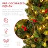 Best Choice Products 7.5ft Pre-Lit Spruce Pencil Christmas Tree Pre-Decorated for Home, Office, Party, Holiday Decoration w/ 1,075 Tips, 350 Lights, Pine Cones, Metal Hinges & Base - Green view 3
