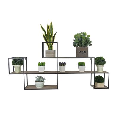 Admired By Nature 3 Tier Wall Mount Shelf, Modern Shelving Wall Mounted Organizer, Black Metal Shelf for Living Room Home Decor
