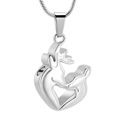 Oinsi Wapiti Cremation Jewelry For Ashes Stainless Steel Keepsake Pendant Women Men Memorial Urn Necklace (2pcs necklace)