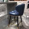 ACXZ Modern Bar Stool with Quilted Faux PU Leather Backrest, Kitchen Counter Height Chair with Golden Metal Footrest, Scandinaves Iron Legs, Navy Blue/Dark Green22in,26in,30in view 4