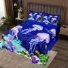 3D Jellyfish Bedspread, Boys Teens Ocean Theme Coverlet Set Marine Life Jellyfish Quilted Coverlet,For Adult Women Girls Blue Purple Sea Animal Bedspread Quilt Set Coral Fishes Decor Bedspread, Queen view 1