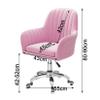 LIYFF-Stools Home Office Chair Desk Task Pink Velvet Upholstered Seat Home Computer Chair with Mid-Back Modern Adjustable Swivel Chair with Arms view 3