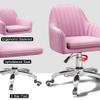 LIYFF-Stools Home Office Chair Desk Task Pink Velvet Upholstered Seat Home Computer Chair with Mid-Back Modern Adjustable Swivel Chair with Arms view 4