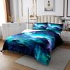 Blue Purple Marble Bedspread, Abstract Art Theme Teal Coverlet Set Girls Women Golden Turquoise Grain Marble Pattern Quilted Coverlet, For Boys Teens Modern Stylish Soft Chic Bedspread Quilt Set,Queen view 2