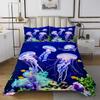 3D Jellyfish Bedspread, Boys Teens Ocean Theme Coverlet Set Marine Life Jellyfish Quilted Coverlet,For Adult Women Girls Blue Purple Sea Animal Bedspread Quilt Set Coral Fishes Decor Bedspread, King view 3