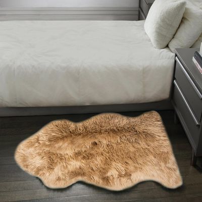 Natural Milan Genuine Sheepskin Area Rugs with Thick and Lush Pile, Fluffy Sheep Fur Rug with Anti-Skid Backing for Bedroom Living Room, Single Pelt, Morchella 2 ft x 3 ft