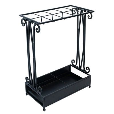 Umbrella Racks AYY Freestanding Hotel Umbrella Stand Umbrella Holder, Hollow Umbrella Drainage Rack Storage Rack with Drip Tray and Hook, Can Store 18-45 Umbrellas, Black (Size : 15 Holes 16 Hooks)