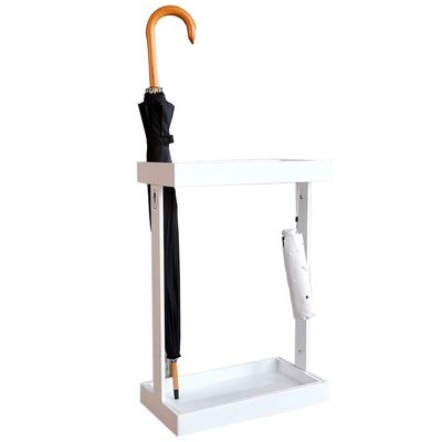 Umbrella Racks WXYZ H-Shaped Creative Umbrella Stand, 12 Holes 4 Hooks Large Capacity Hotel Business School Umbrella Box, Independent Tray, 42x22x60cm Black, White (Color : White)